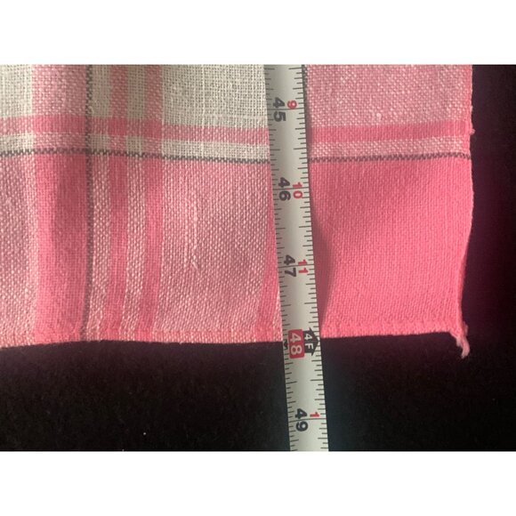 Vintage Plaid Cotton Tablecloth & Napkin Set in Pink & Aqua 48 inch - Picture 10 of 16